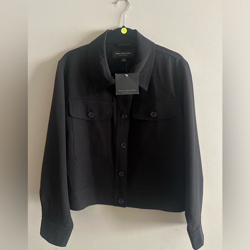 NWT Marc New York Black Button-Front Shirt Jacket Size 3X